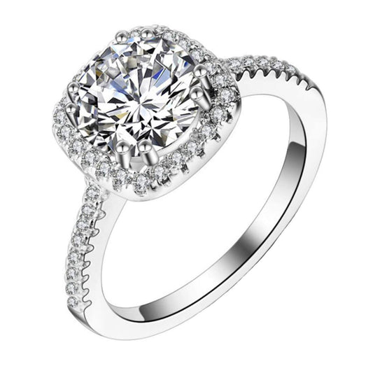 Yellow Chimes Rings for Women Elegant Sparkling Crystal Square Silver Plated Rings for Women and Girl's(Size US 8)