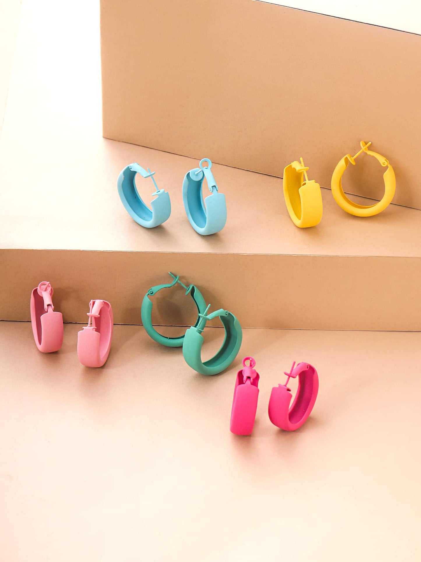 Yellow Chimes Hoop Earrings for Women Fashion Circle Shaped Hoops Earrings Set | Multicolor Hoops Bali Combo of 5 Pairs Earrings for Girls | Birthday Gift for Girls & Women Anniversary Gift for Wife