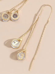 Yellow Chimes Earrings For Women Gold Toned Crystal Studded Tear Drop Shape Chain Tassel Dangler Earrings For Women and Girls