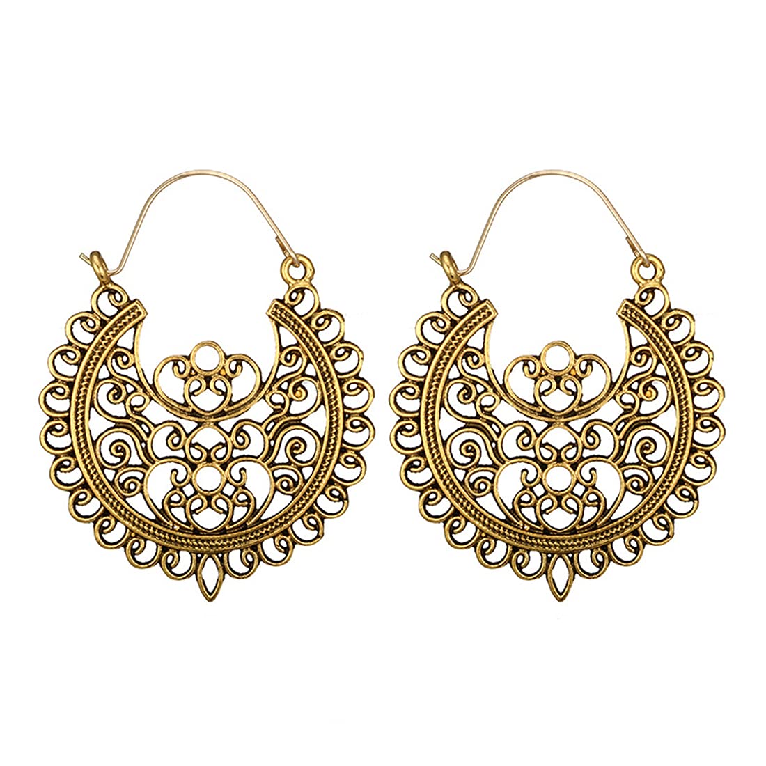 Yellow Chimes Oxidized Fashion Party ware Gold Plated Alloy Chandbali Earring for Women and Girls