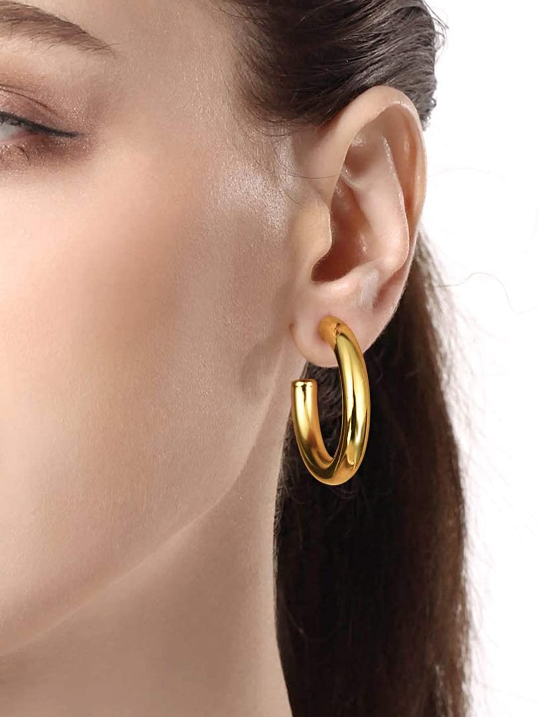 Kairangi Hoop Earrings for Women Gold Plated Half Hoop Earring for Women and Girls