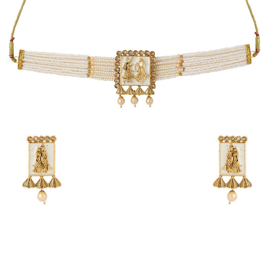 Yellow Chimes Jewellery Set for Women and Girls Traditional Beads Necklace Set for Women | Gold Plated Big Charm Choker Necklace Set | Birthday Gift for girls and women Anniversary Gift for Wife