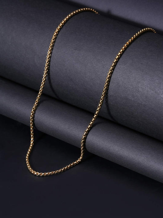 Yellow Chimes Chain for Men and Boys Gold Chain Men Box Neck Chain for Men Gold Plated | Stainless Steel Chains for Men | Birthday Gift for Men & Boys Anniversary Gift for Husband