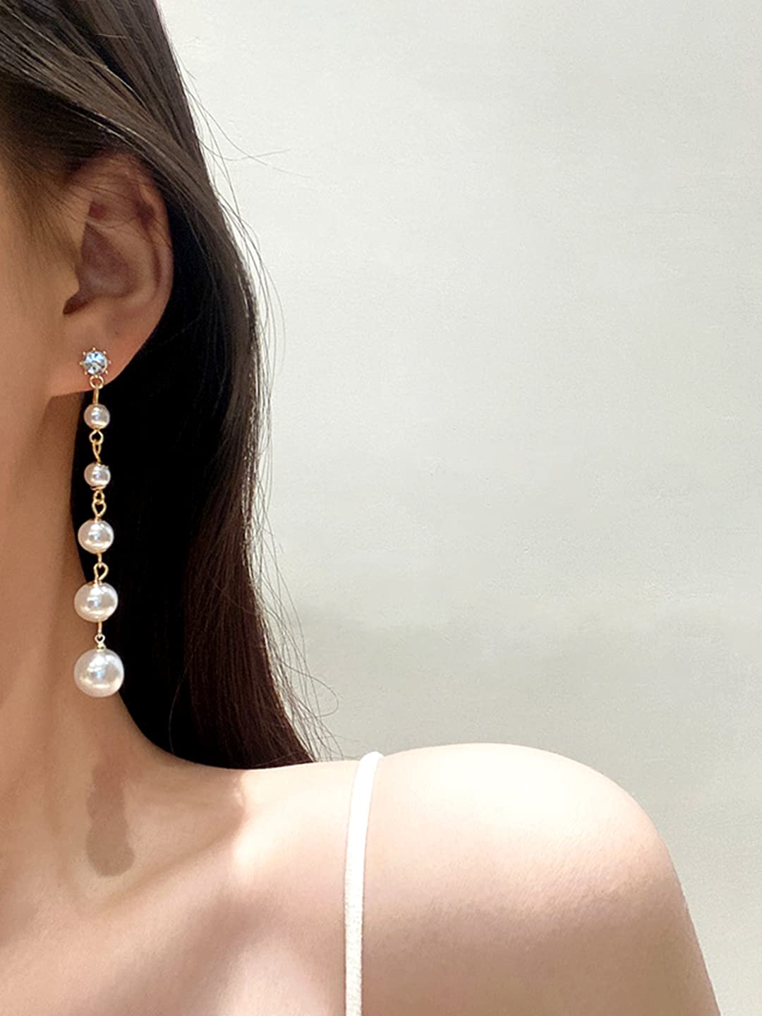 Yellow Chimes Earrings for Women and Girls Fashion White Pearl Dangler Earrings | Gold Plated Long Chain Hanging Pearl Dangler Earrings | Birthday Gift for Girls & Women Anniversary Gift for Wife