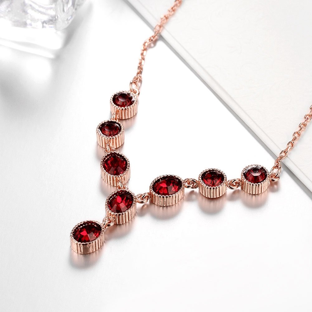 Yellow Chimes Red Royal Genre Austrian Crystal 18K Rose Gold Plated Necklace for Women and Girls