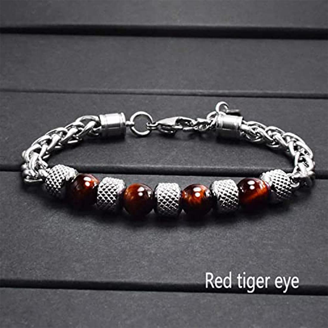 Yellow Chimes Beads Bracelet for Men Stainless Steel High Polished with Handmade Tiger Eye stones Bracelet for men and Boys.