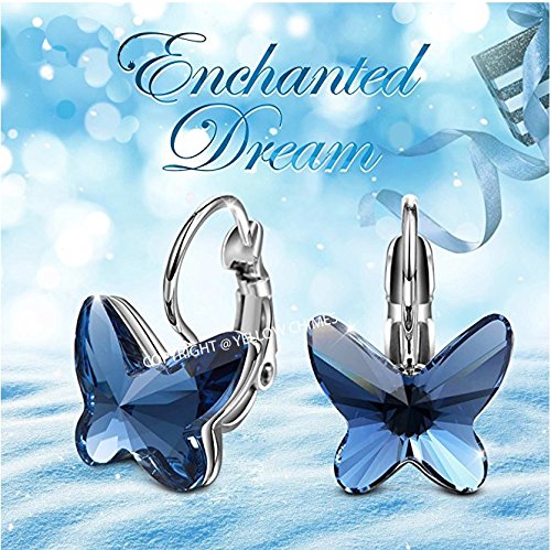 Yellow Chimes Clip On Earrings for Women Swarovski Elements Blue Butterfly Clip On Earrings for Women and Girls