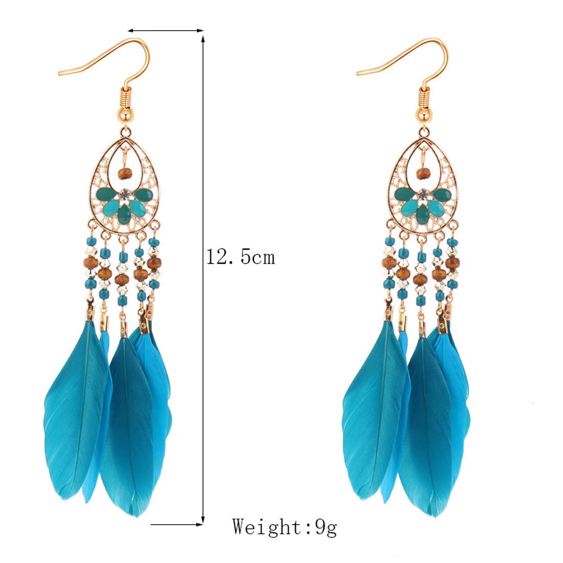 Yellow Chimes 2 Pairs Combo Trending Feathers Latest Style Long Tassel Drop Earrings for Women & Girls