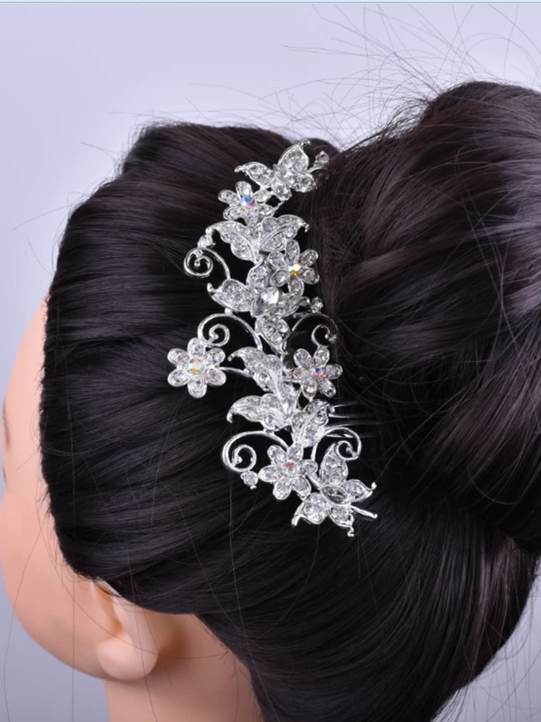 Yellow Chimes Comb Pin for Women Hair Accessories for Women Floral White Comb Clips for Hair for Women Crystal Hair Pin Bridal Hair Accessories for Wedding Side Pin / Comb Pin / Juda Pin Accessories for Women