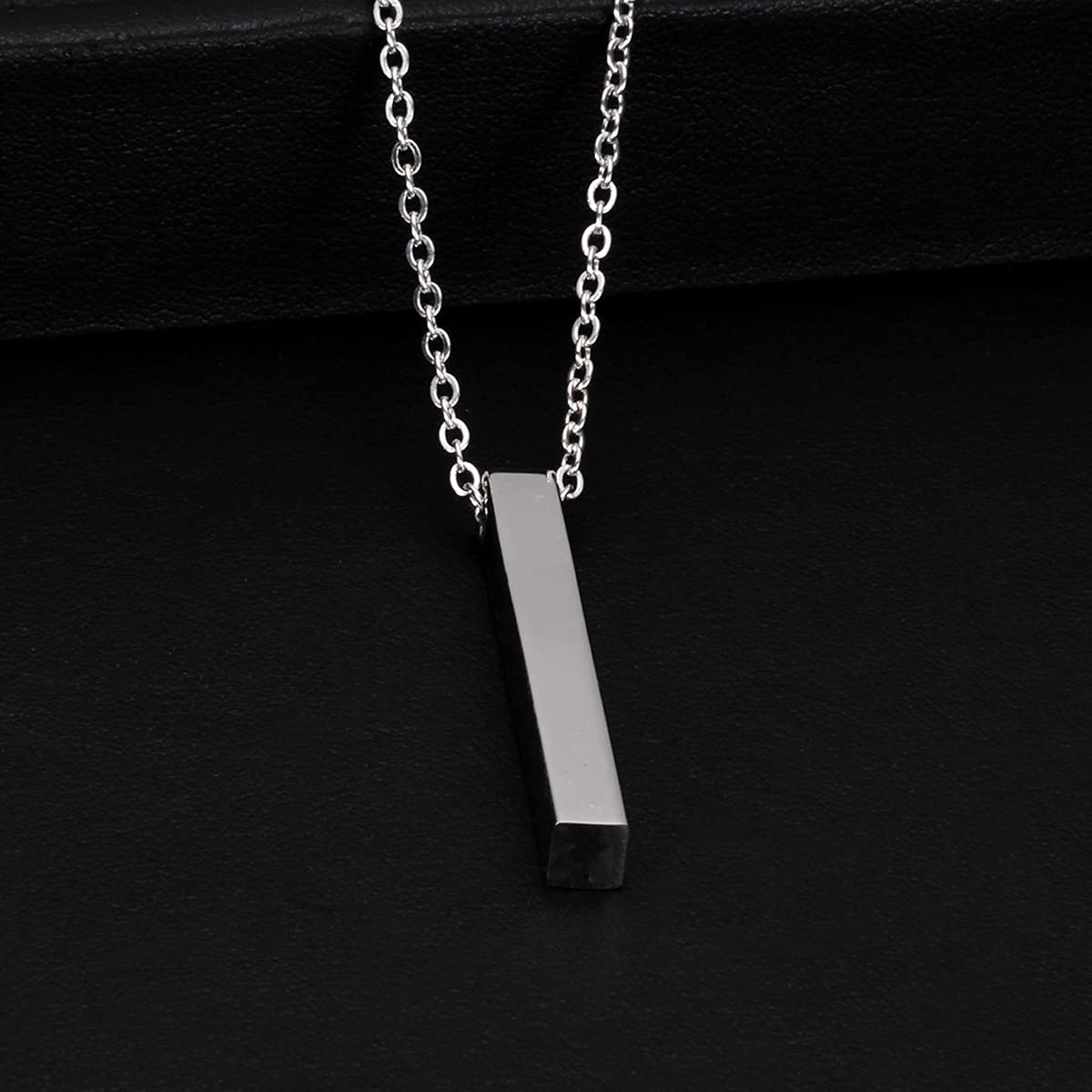 Yellow Chimes Pendant for Men and Boys Silver & Black Bar Pendants For Men |Silver & Black Bar Shape Pendants with Chian for Men| Birthday Gift for Men and Boys Anniversary Gift for Husband