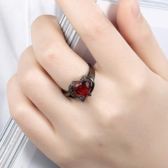 Yellow Chimes Combo of Red Heart Adjustable Ring in Red Velvet Rose Ring Box for Women and Girls
