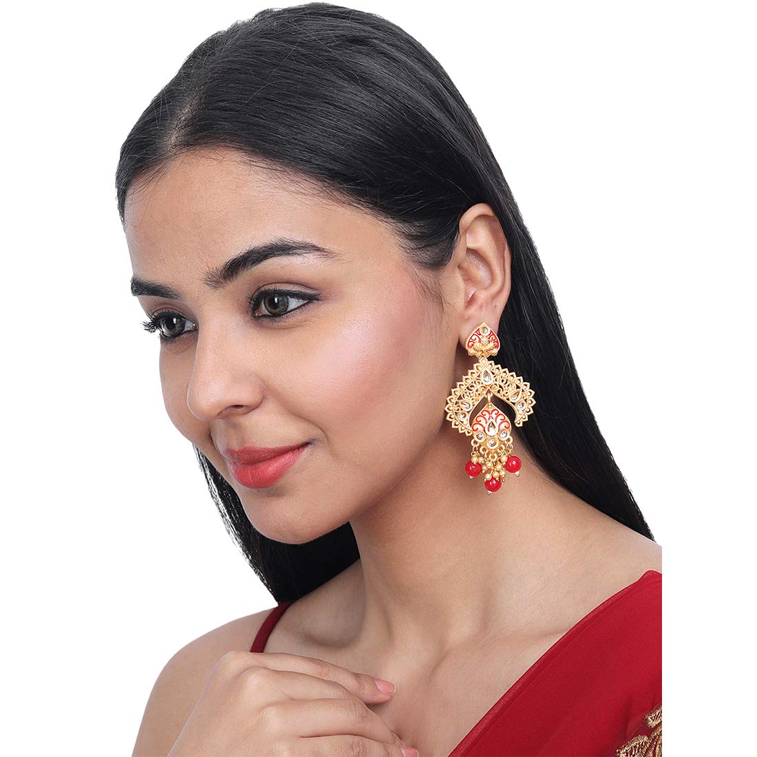 Yellow Chimes Meenakari Earrings for Women Combo of 2 Pairs Gold Plated Matte Finish Traditional Dangler Earrings for Women and Girls