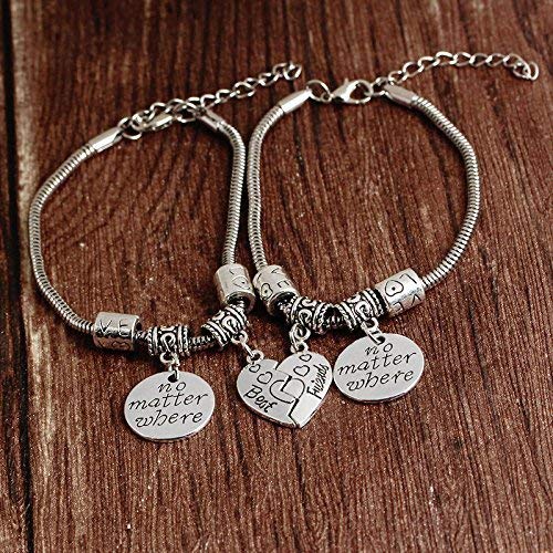 Yellow Chimes Bracelet for Women and Girls Fashion Silver Friendship Bracelets for Women Girls | 2 Pcs Heart Shaped Friendship Bands Bracelet |Gift for Best Friend Friendship Bff Bracelets