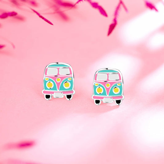 Raajsi by Yellow Chimes 925 Sterling Silver Stud Earring for Girls & Kids Melbees Kids Collection Bus Designed |Birthday Gift for Girls Kids | With Certificate of Authenticity & 6 Month Warranty