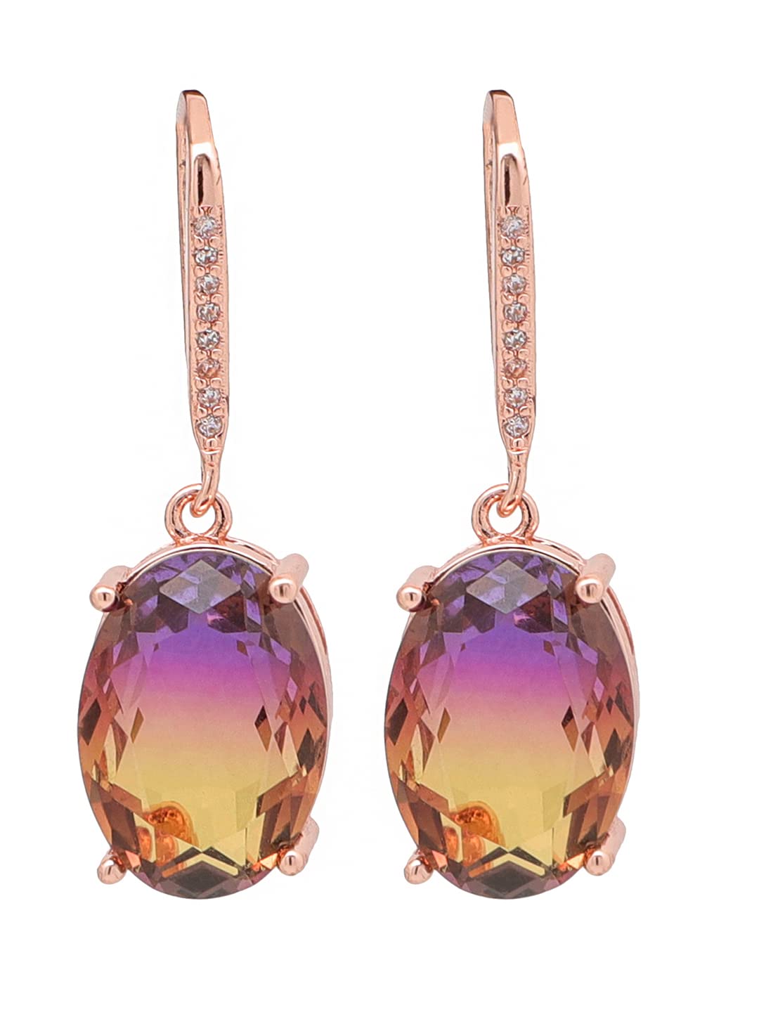 Yellow Chimes Earrings for Women with Purple Crystal Studded Gold-toned Glamour Spark Drop Earrings For Women & Girls