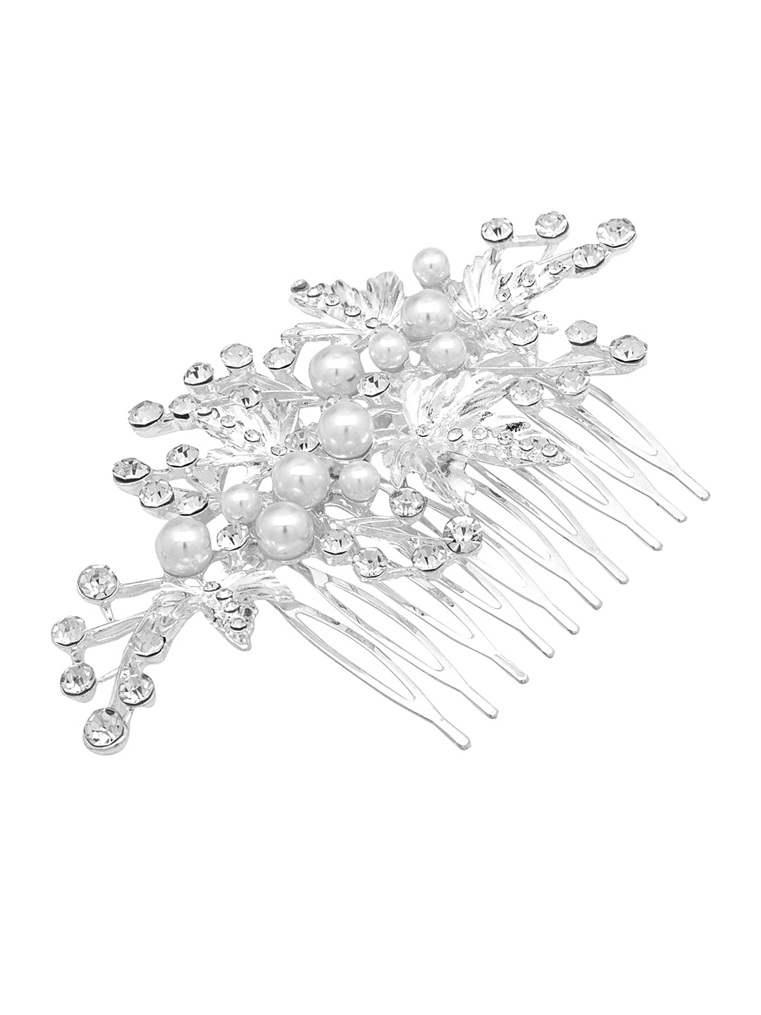 Yellow Chimes Comb Pin for Women Hair Accessories for Women Floral White Comb Clips for Hair for Women Crystal Hair Pin Bridal Hair Accessories for Wedding Side Pin / Comb Pin / Juda Pin Accessories for Women