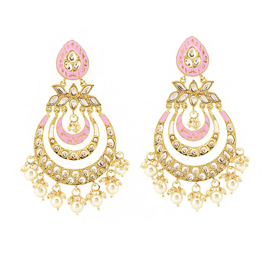 Yellow Chimes Chandbali Earrings for Women Ethnic Gold Plated Traditional Meenakari Floral Long Chand bali Earrings for Women and Girls