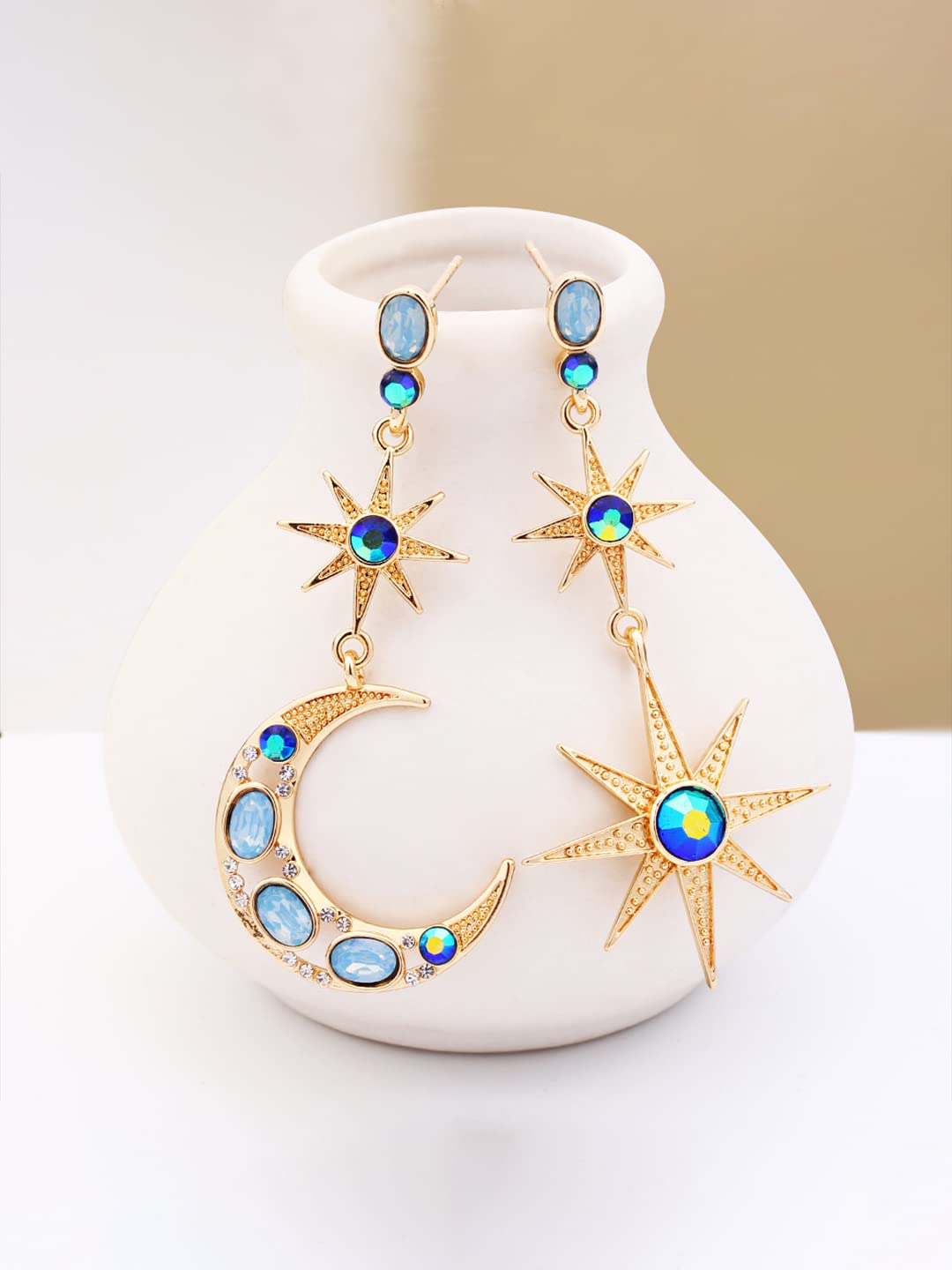 Yellow Chimes Earrings for Women and Girls Drop Earrings for Girls| Gold Plated Star & Moon Shaped Drop Earrings | Birthday Gift for girls and women Anniversary Gift for Wife