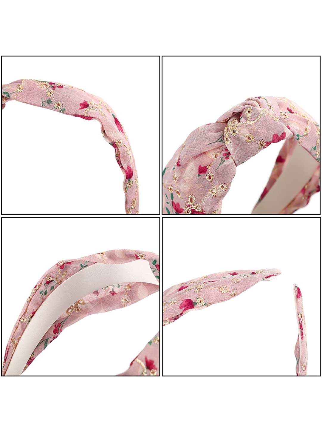 Yellow Chimes Hair Bands for Girls Pink Hairbands for Women Solid Fabric Knot Floral Printed Headband Hairband Hair Accessories for Women and Girls.