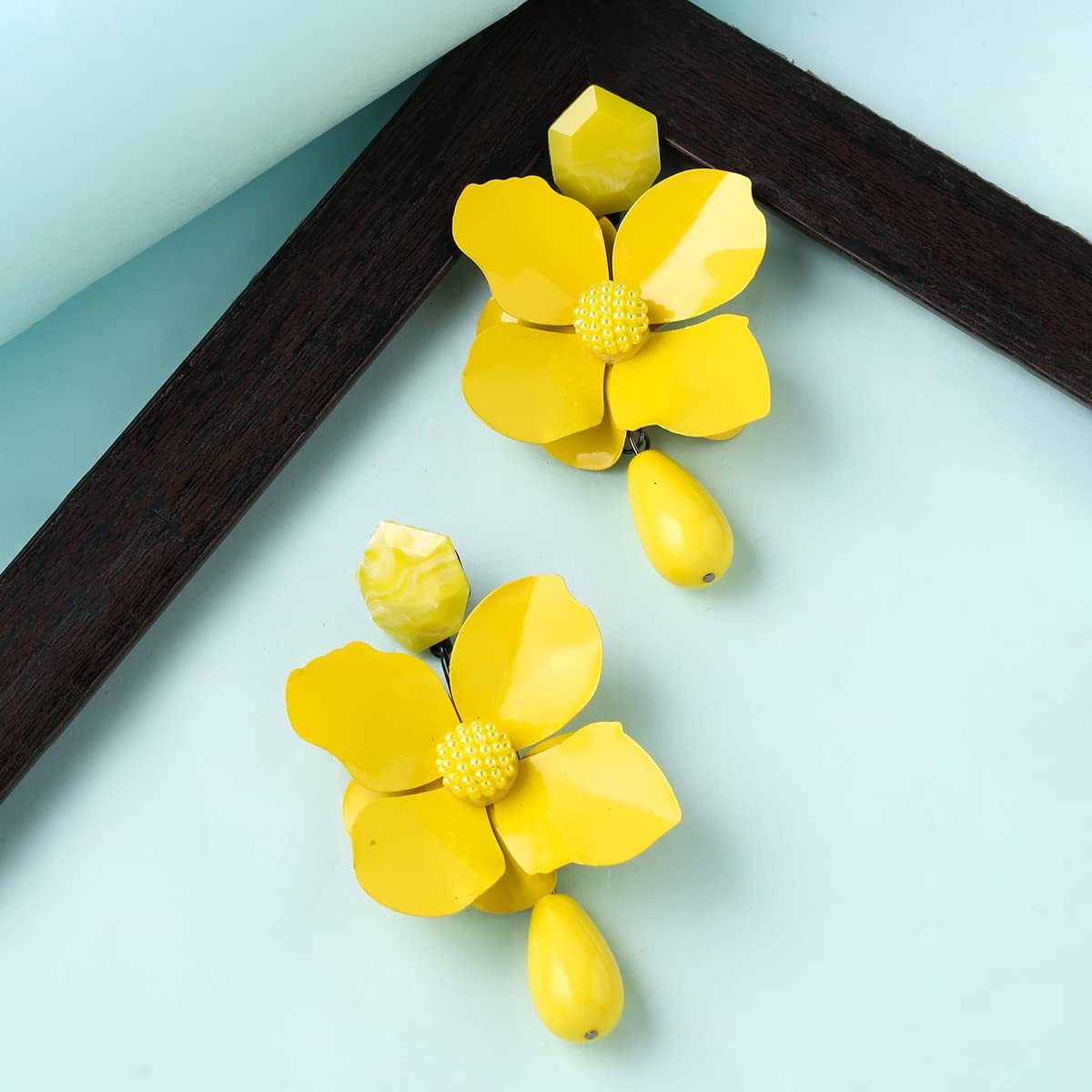 Yellow Chimes Earrings for Women and Girls Fashion Statement Long Drop Earrings | Yellow Big Floral Shaped Drop Earrings | Birthday Gift for girls and women Anniversary Gift for Wife