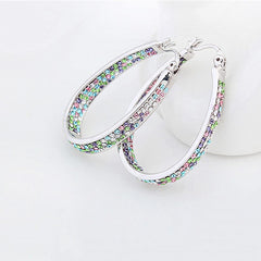 Yellow Chimes Hoop Earrings for Women Silver Plated Multicolor Crystal Studded Hoop Earrings for Women and Girls