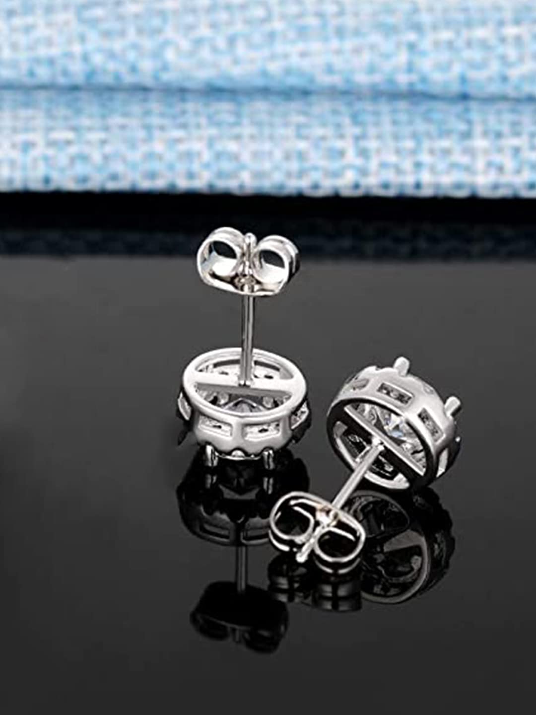 Yellow Chimes Crystal Earrings for Women Silver Plated Crystal Studded Circle Studs Earrings For Women and Girls