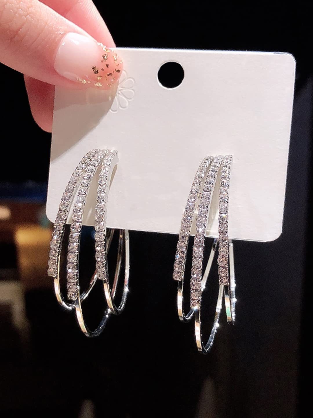 Kairangi Earrings for Women and Girls Hoop Earrings for Girls | Silver Toned Crystal Studded Hoop Earrings | Birthday Gift for girls and women Anniversary Gift for Wife