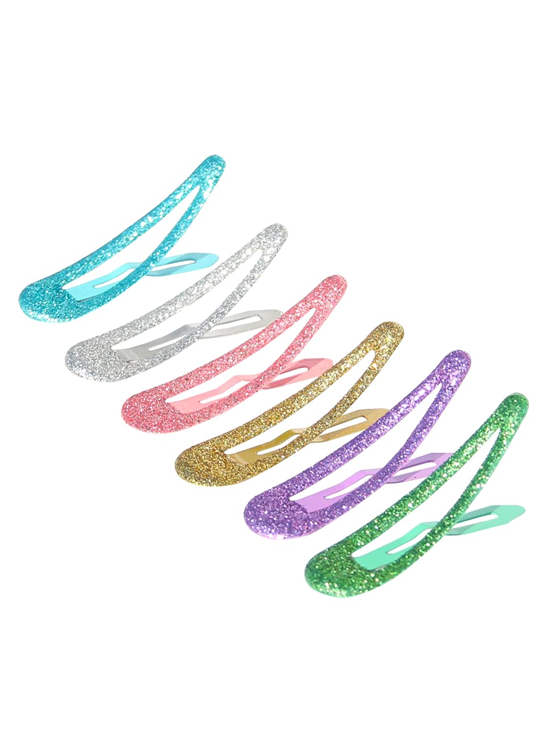 Melbees by Yellow Chimes 12 Pcs Glittering Hair Clips for Kids Fancy Snap Hairpins Hair Accessories for Kids Girls