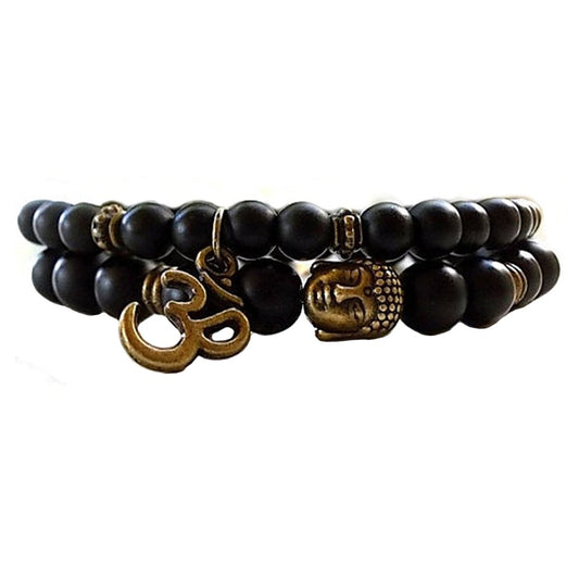 Yellow Chimes D'vine Collection Black Onyx Tiger's Eye Semi Precious Stone Yoga & Meditation Buddha Reiki Healing Bracelet for Men and Women