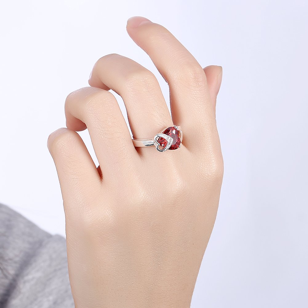 Yellow Chimes Rings for Women and Girls Proposal Adjustable Ring for Girls | Valentine Special Silver Toned Red Heart Crystal Finger Ring for Women | Birthday Gift For girls and women Anniversary Gift for Wife