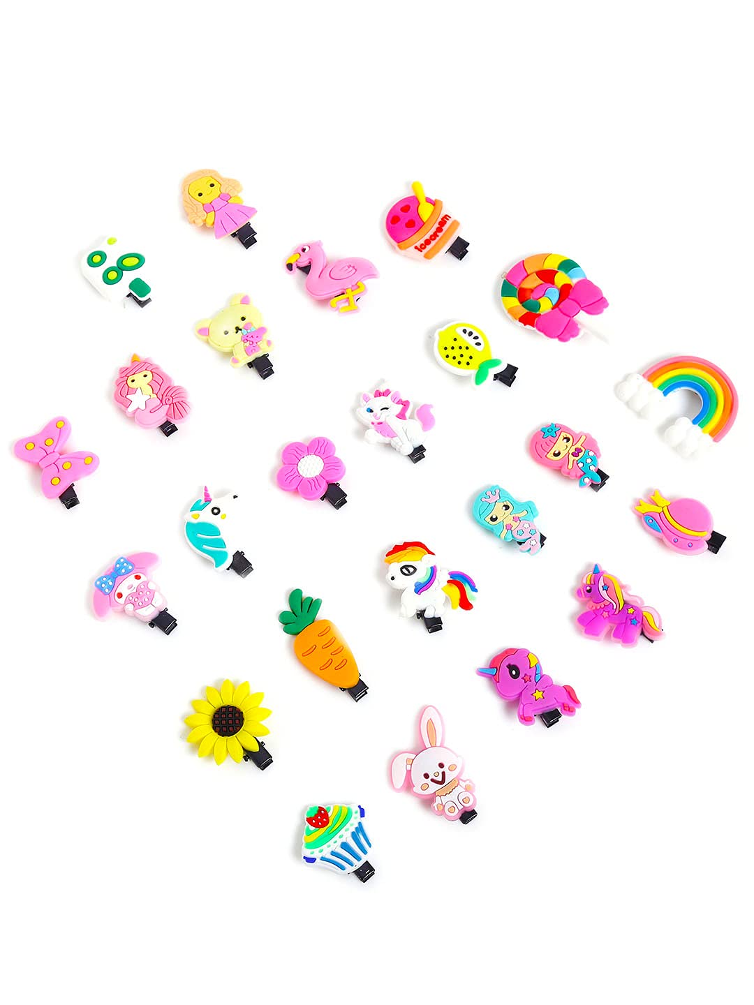 Melbees by Yellow Chimes Hair Clips for Girls Kids Hair Clip Hair Accessories for Girls Set of 24 PCS Cute Characters Tiny Hair Clips for Baby Girls Baby Hair Clips For Kids Toddlers