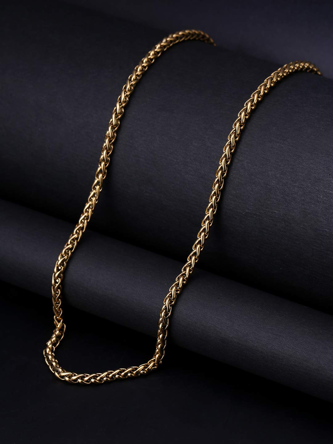 Yellow Chimes Chain for Men and Boys Gold Chain Interlinked Neck Chain | Stainless Steel Chains for Men | Accessories Jewellery for Men | Birthday Gift for Men & Boys Anniversary Gift for Husband