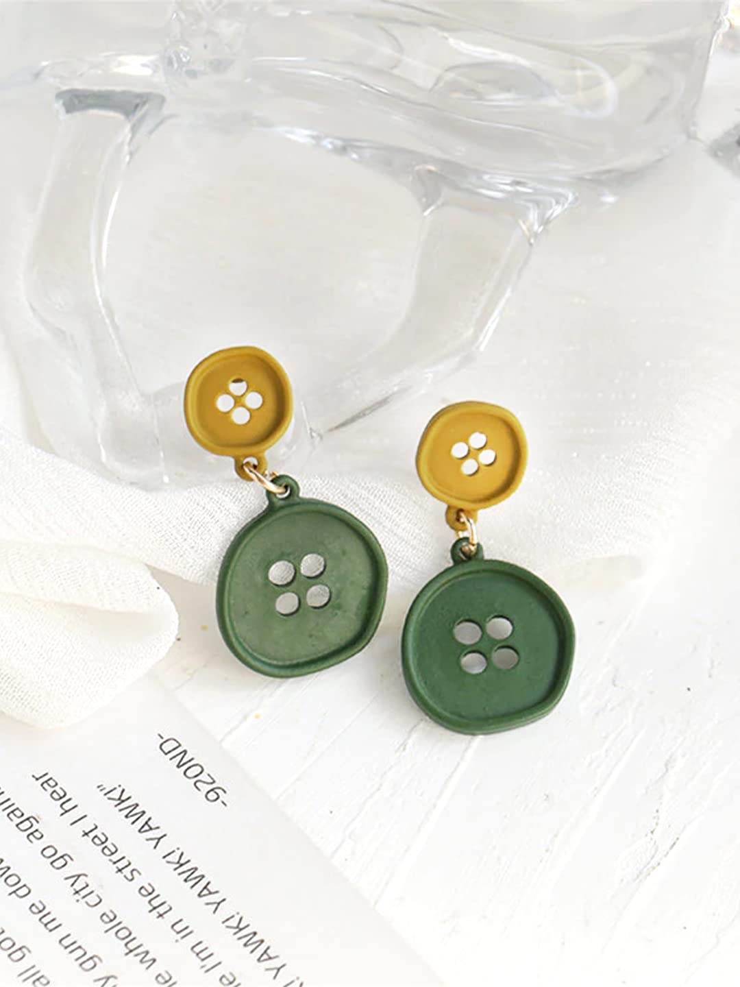 Yellow Chimes Earrings for Women and Girls Drop Earrings for Girls | Multicolor Shirt Button Designed Drop Earrings | Birthday Gift for girls and women Anniversary Gift for Wife