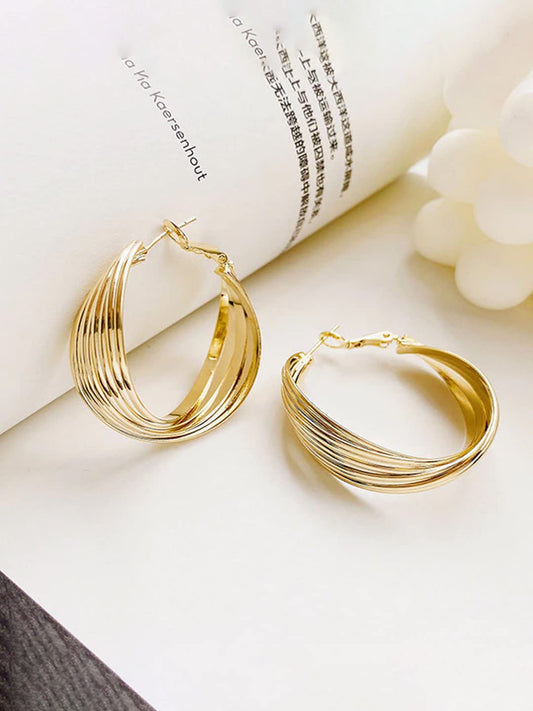 Yellow Chimes Hoop Earrings for Women Fashion Golden Hoops Earrings | Gold Plated Twisted Layered Hoop Bali Earrings for Girls | Birthday Gift for Girls & Women Anniversary Gift for Wife