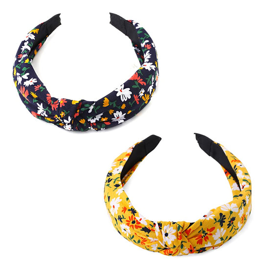 Yellow Chimes Hair Band for Women Girls Hair Accessories for Women 2 Pcs Headband for Women Knot Fabric Hair Band for Girls Twist Turban Headband Cross Knot Hair Bands Elastic Hair Accessories for Women