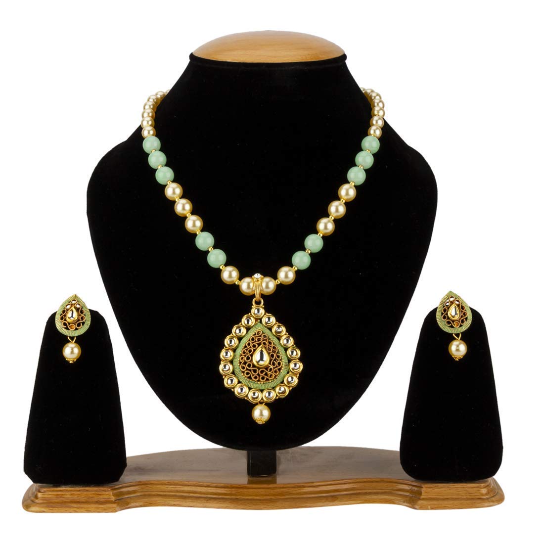 Yellow Chimes Traditional Pearl Kundan Gold Plated Necklace Woth Drop Earrings For Women