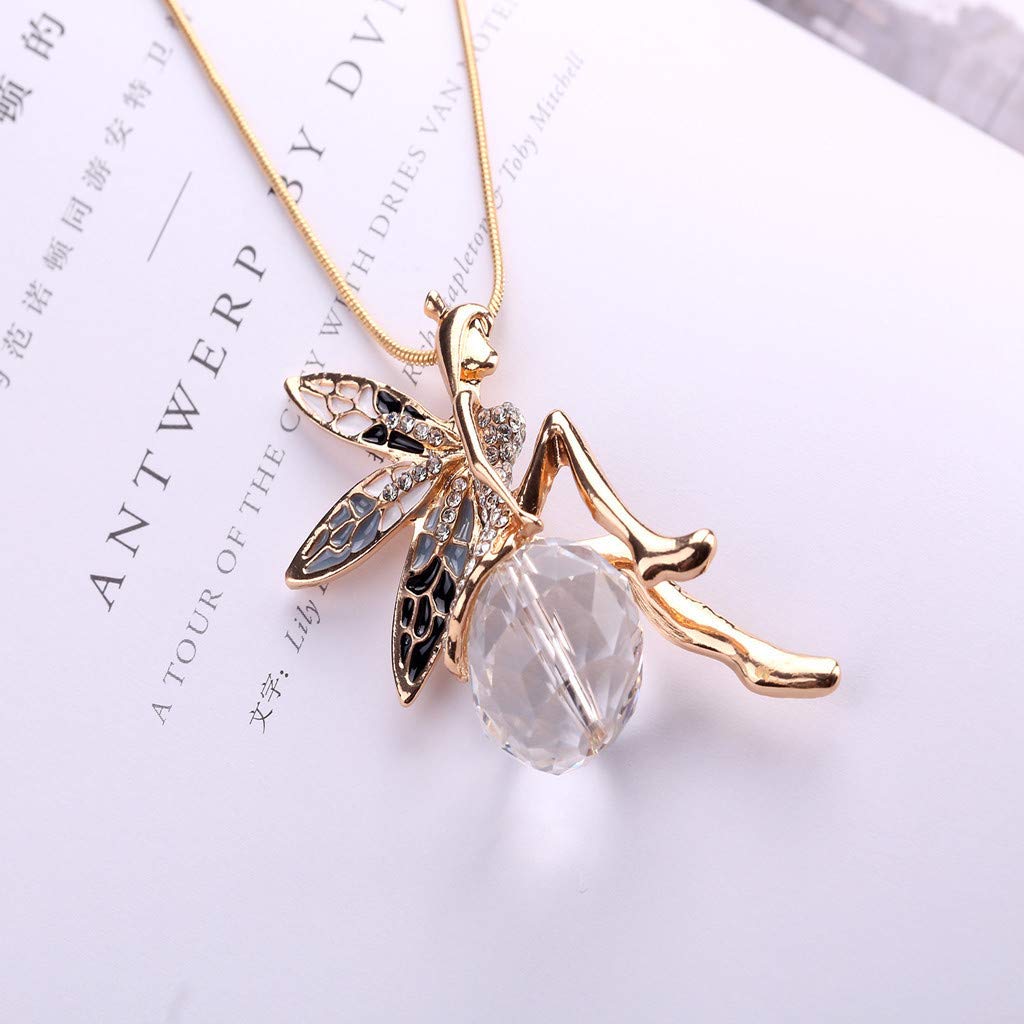 Yellow Chimes Western Stylish Collection Pearl Crystal Long Chain Pendant Necklace for Women and Girls (Long Chain Angel)