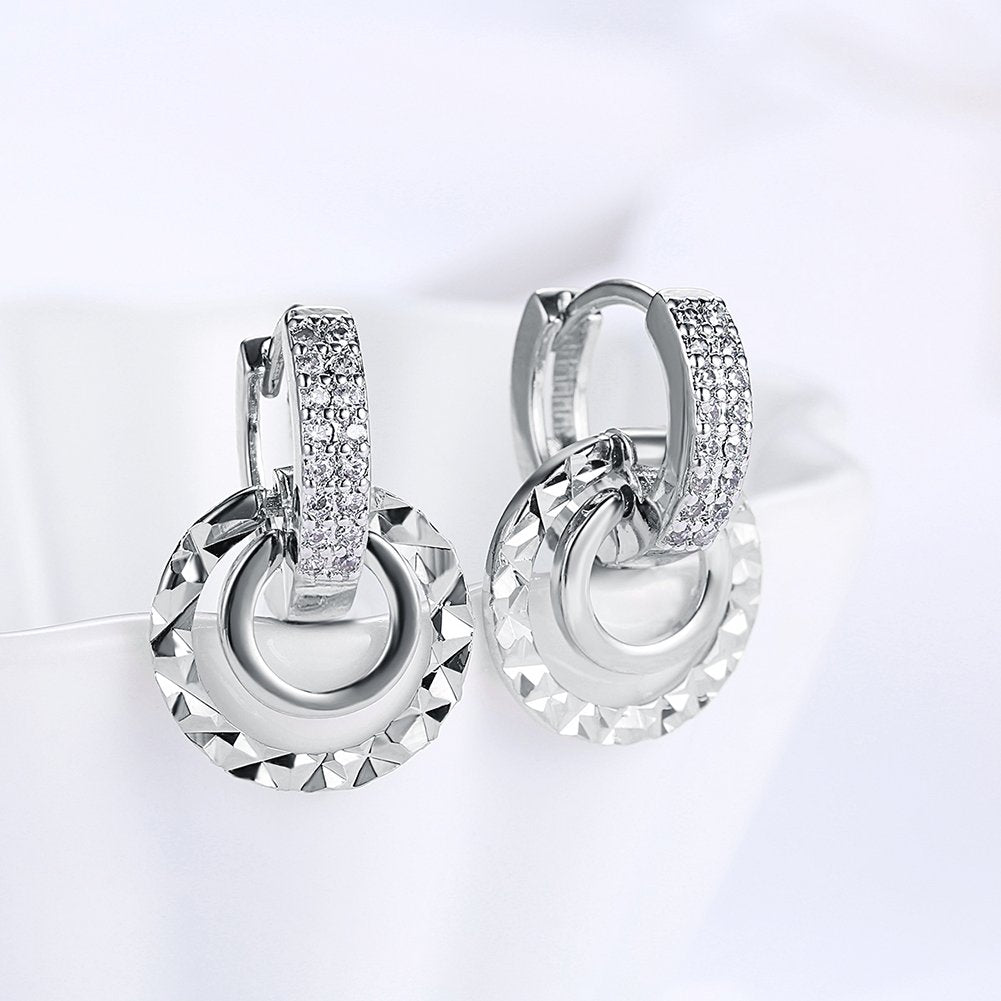 Yellow Chimes Designer Class Collection Silver Plated and Cubic Zirconia Hoop Earrings for Women (Silver)(YCFJER-147HOOP-SL)