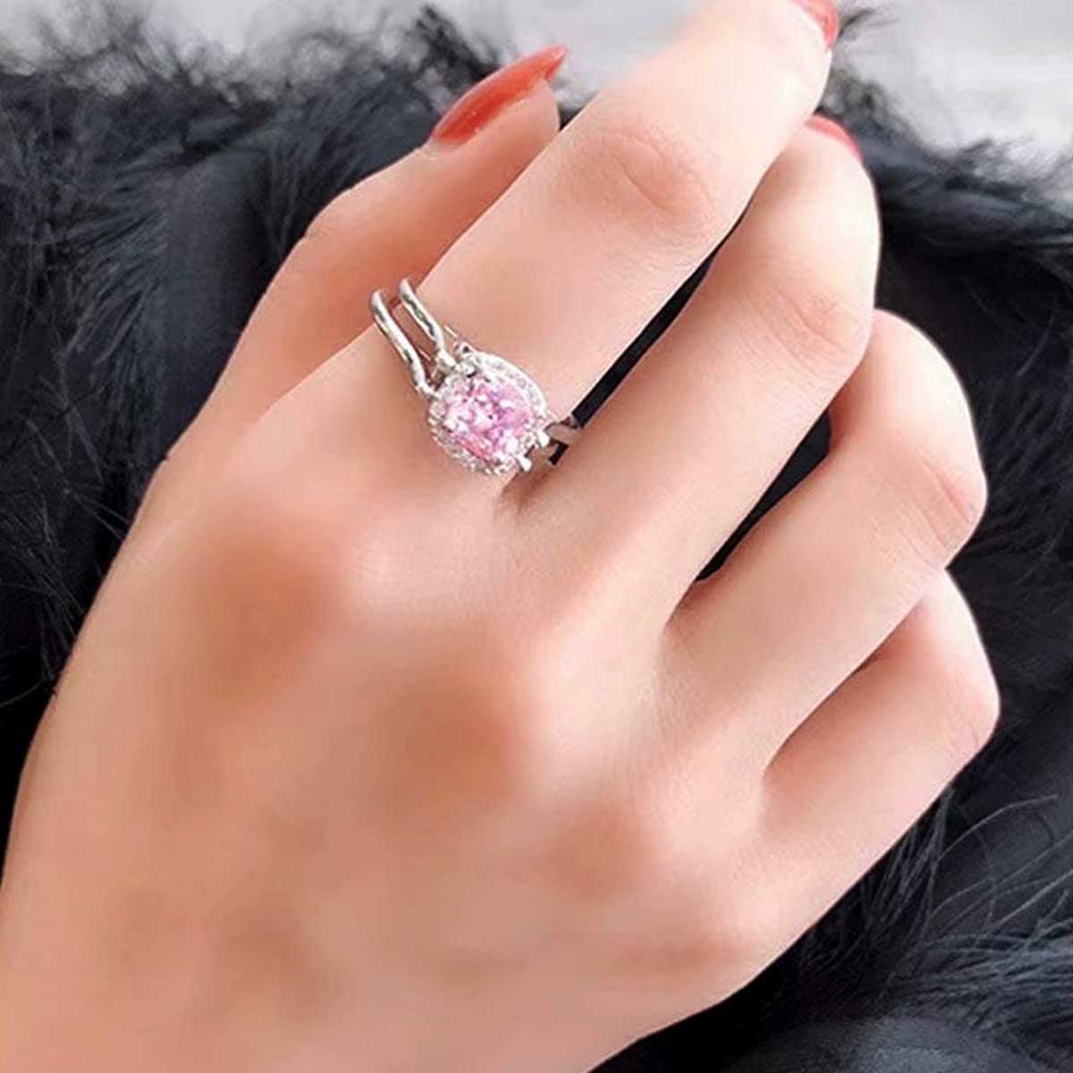 Heart Silver Ring with American Diamond - kurifly