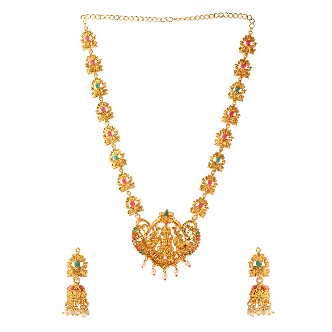 Yellow Chimes Jewellery Set for Women and Girls Traditional Jewellery Set Gold Plated Necklace Set Stone Studded Antique Jewellery Birthday Gift for Girls and Women Anniversary Gift for Wife