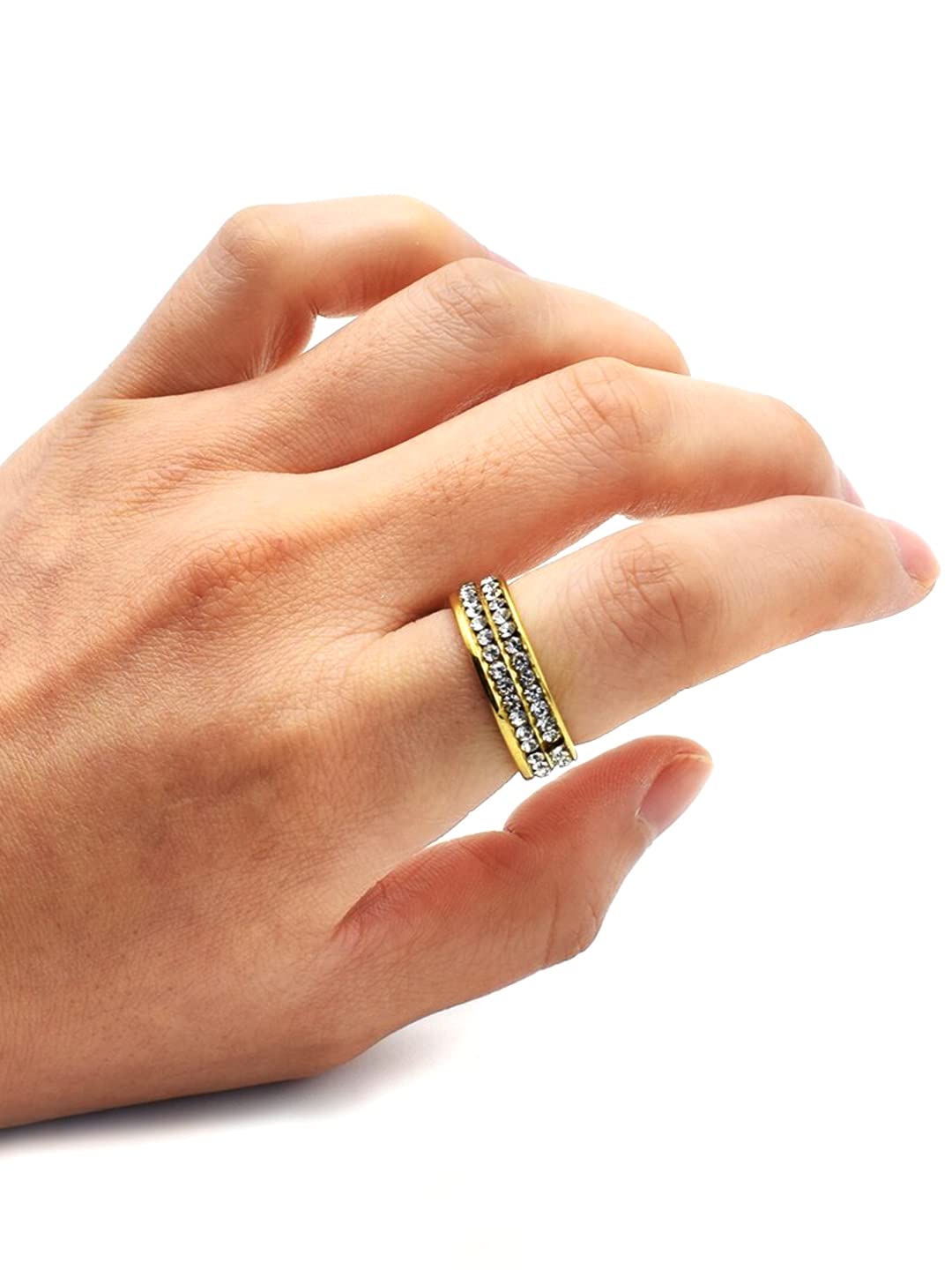 Yellow Chimes Rings for Mens and Boys Crystal Ring | Gold Plated Crystal Studded Finger Ring for Men | Birthday Gift For Boys and mens Anniversary Gift for Husband