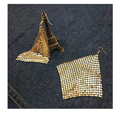 Yellow Chimes Tassel Earrings for Women Metallic Mesh Grid Sequins Golden Tassel Long Drop Earrings Women and Girls.