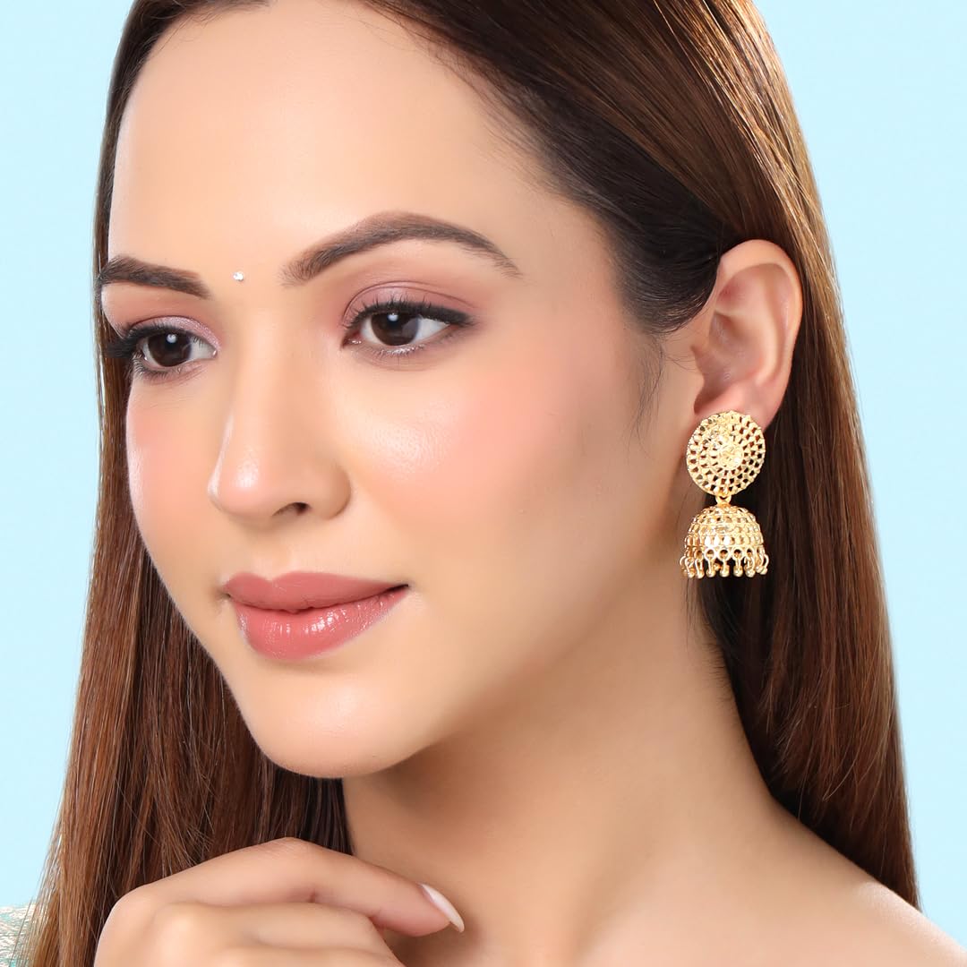 Yellow Chimes Earrings for Women and Girls Gold Plated Jhumka | 3 Pair Combo of Gold Plated Jhumki Earrings|Birthday Gift For girls and women Anniversary Gift for Wife