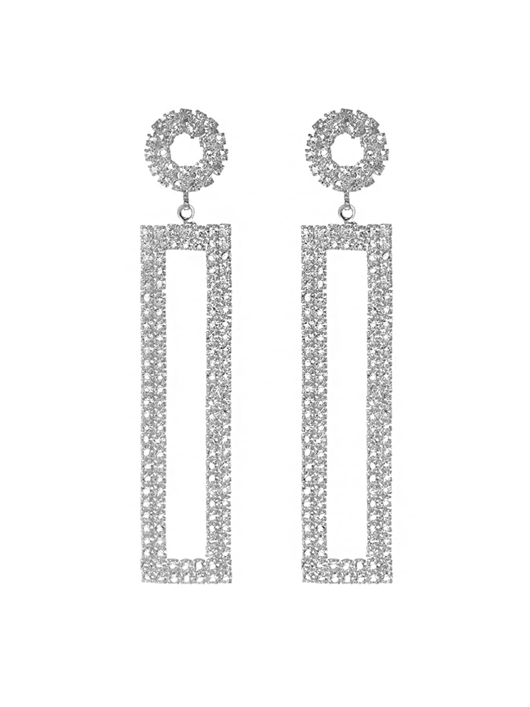 Kairangi Earrings For Women Silver Toned Crystal Studded Dangler Earrings For Women and Girls