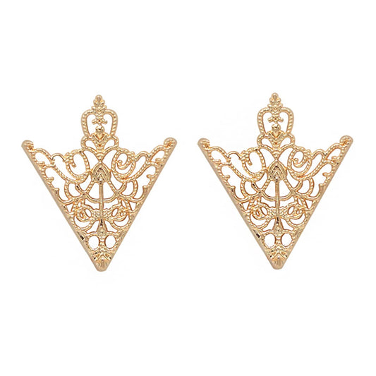 Yellow Chimes Collar Pins For Women and Men Gold Tone Metal Gril Triangular Collar Pin For Unisex