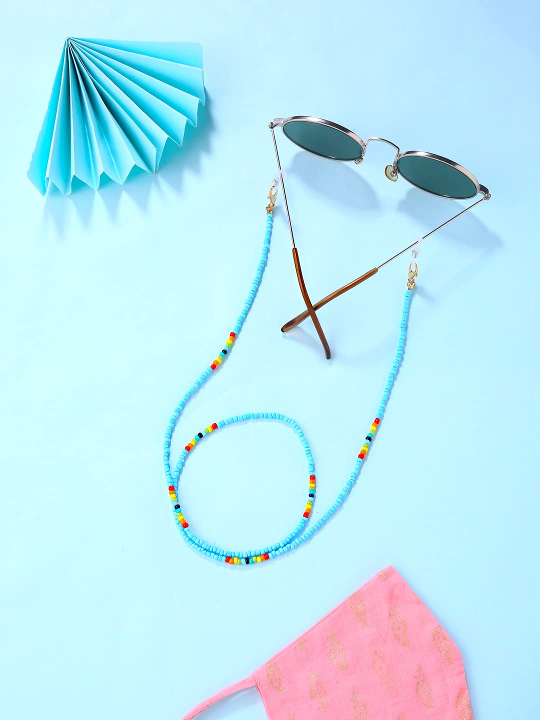 Yellow Chimes Sunglasses Chain for Women Eyeglasses Chain Multicolor Beadded Face Mask Chains Sunglasses Accessories/Sunglasses Lanyard for Girls and Women (MOdel-1)