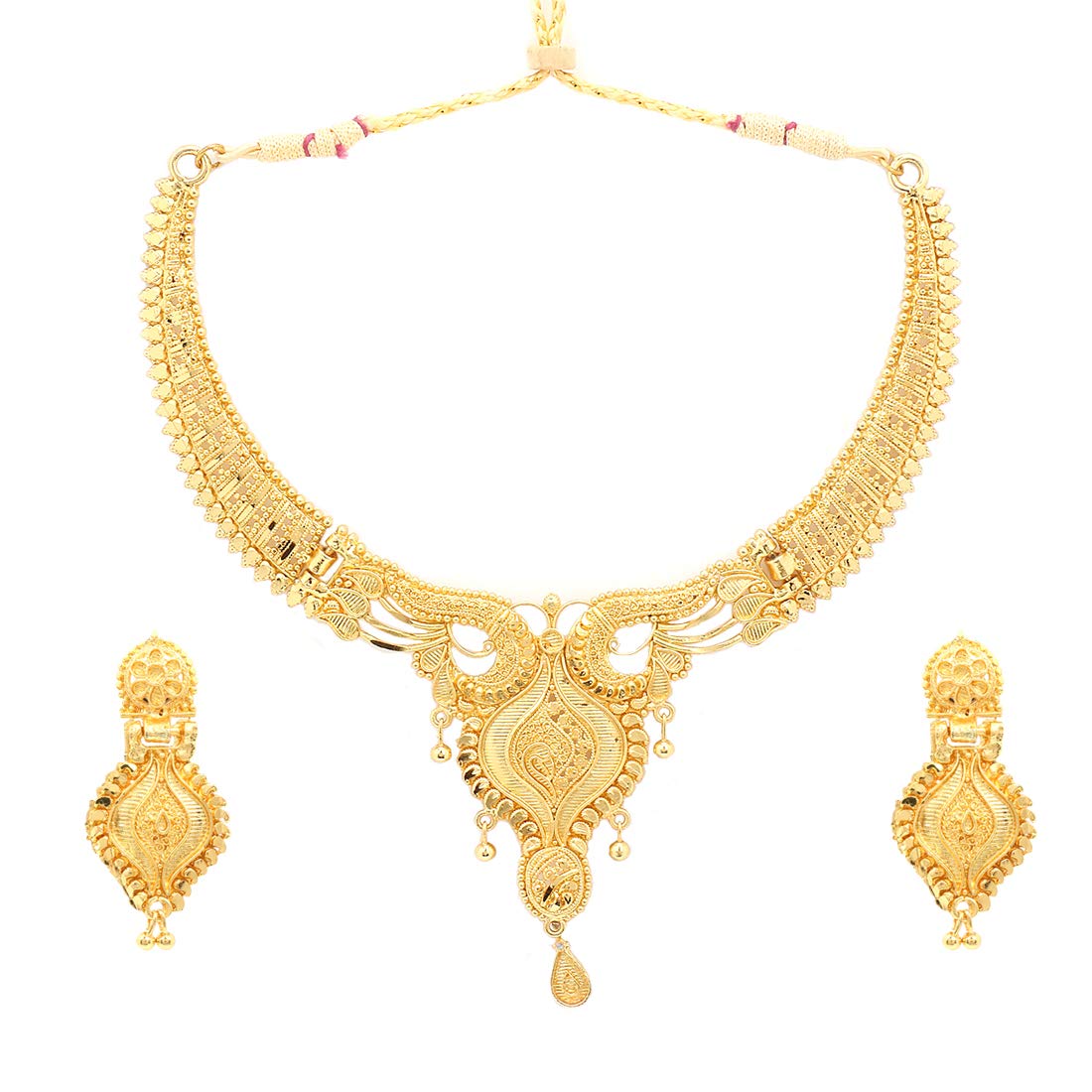 Yellow Chimes Traditional Jewellery Set for Women One Gram Gold Jewellery Set Golden Choker Necklace for Women and Girls