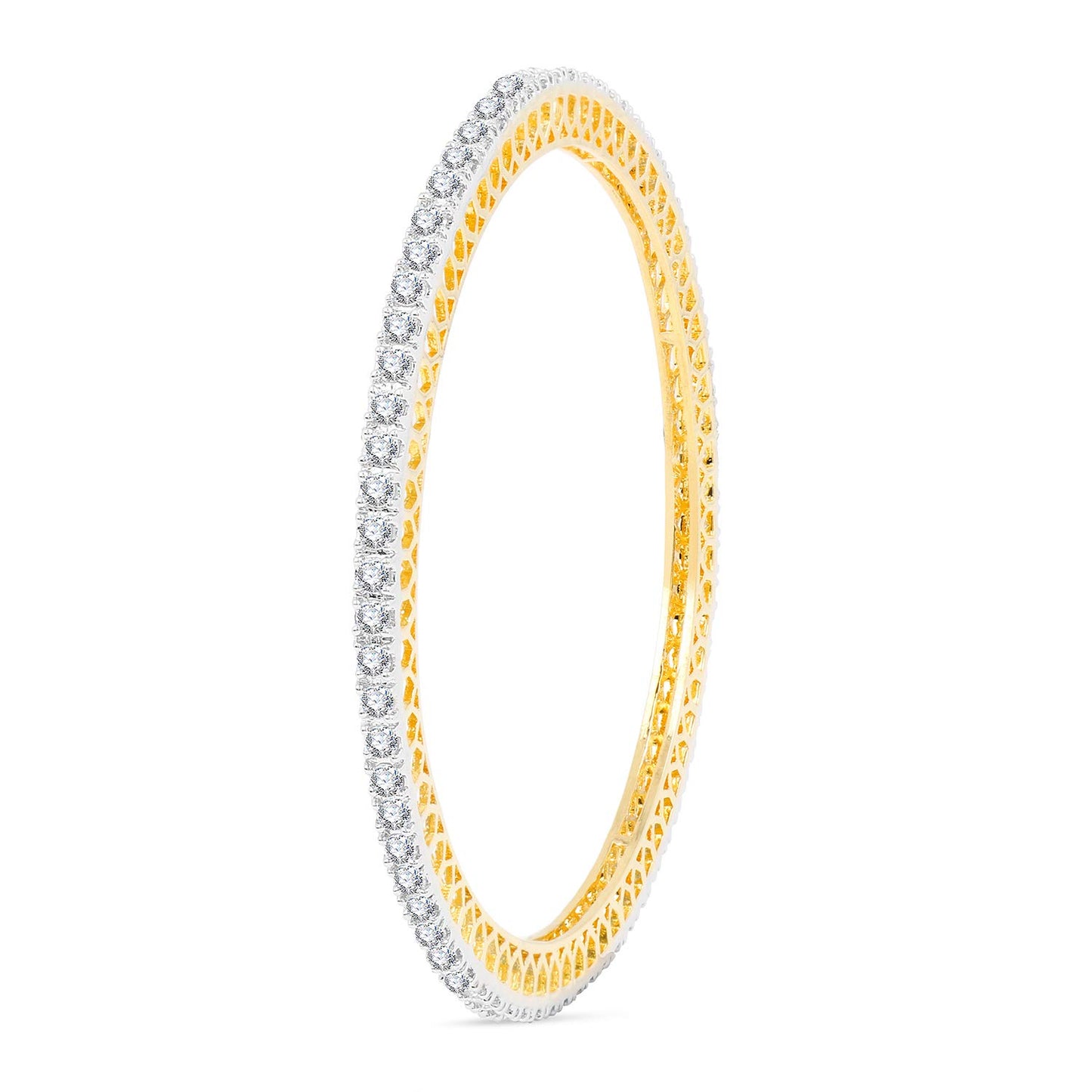 Yellow Chimes American Diamond Bangles Set for Women Gold Plated High Grade Authentic White AD Jewellery Bangles Set for Women and Girls