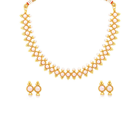 Yellow Chimes Ethnic Handcrafted Classic Jewellery Set Studded Stoned Gold Plated Traditional Choker Necklace Set for Women & Girls