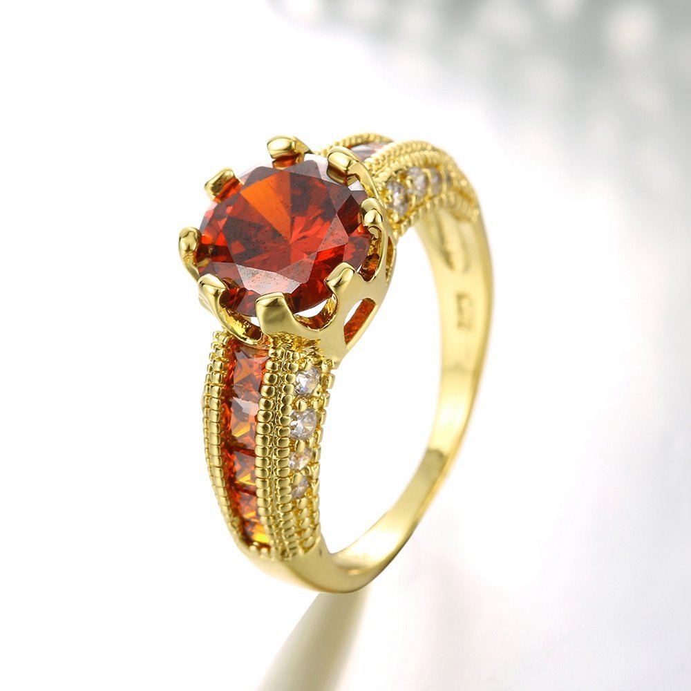 Yellow Chimes Dazzling Imperial Red Austrian Crystal Gold Plated Adjustable Ring for Women and Girls …